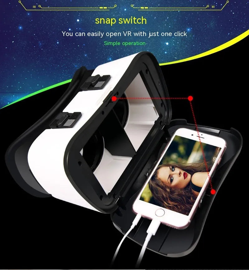 Black VR glasses head-mounted virtual reality goggles with 40mm lens for smartphones