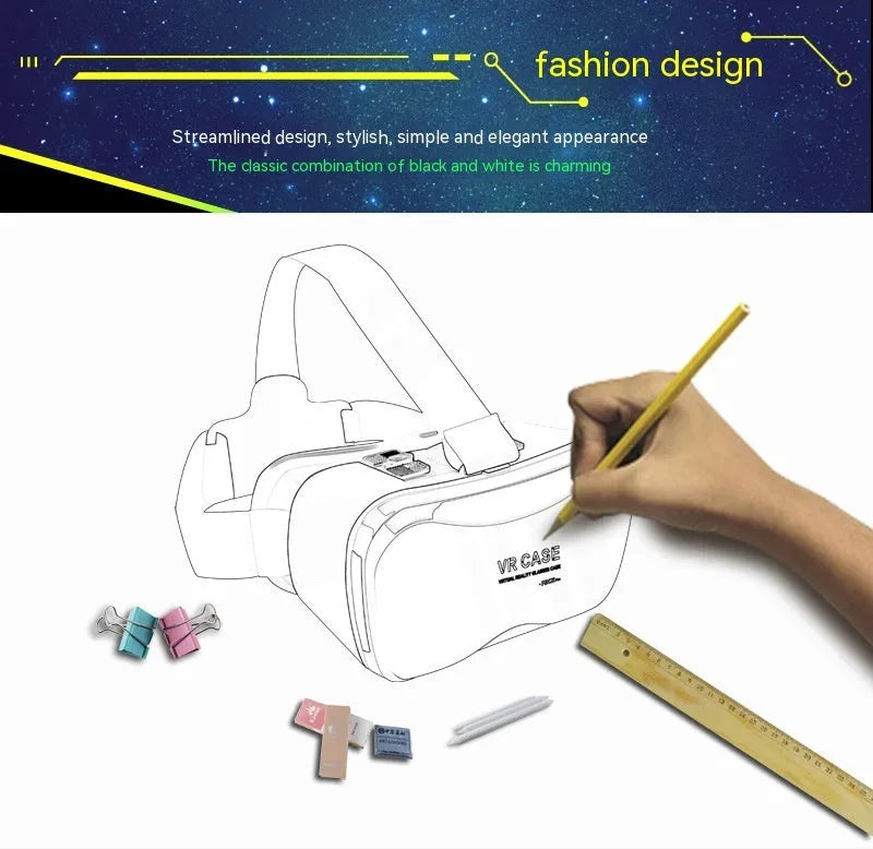 Black VR glasses head-mounted virtual reality goggles with 40mm lens for smartphones