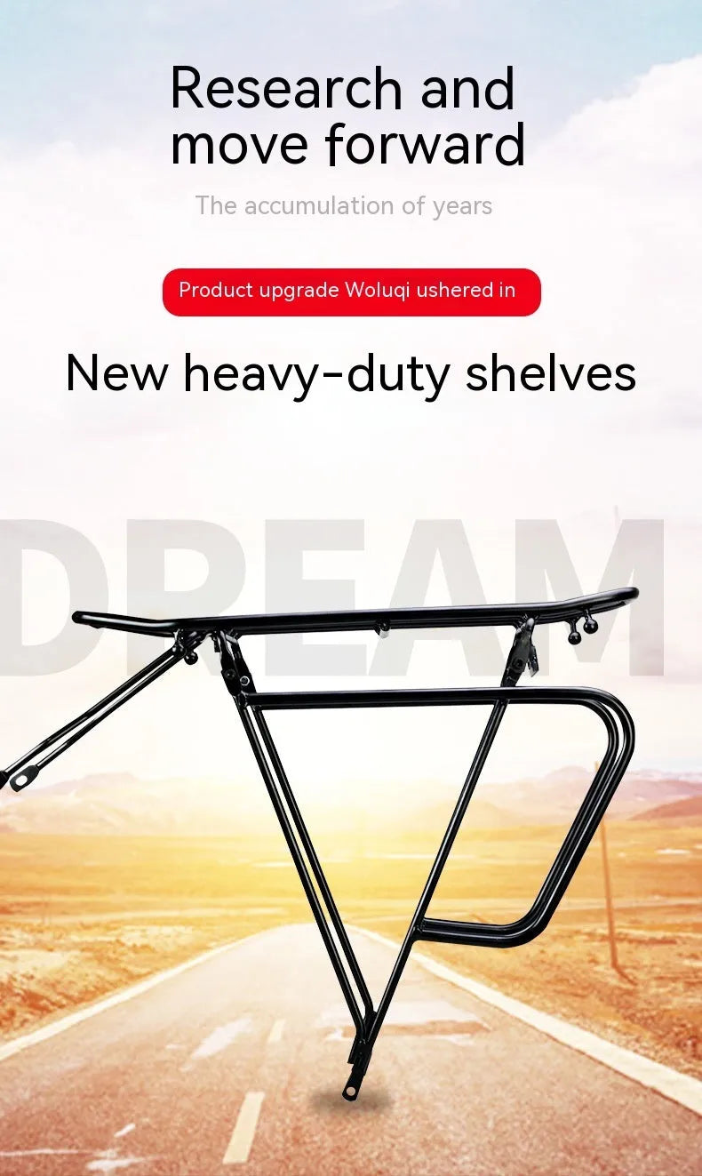 Bicycle pack shelf in steel and aluminum alloy with double-sided straight legs and screw U piece