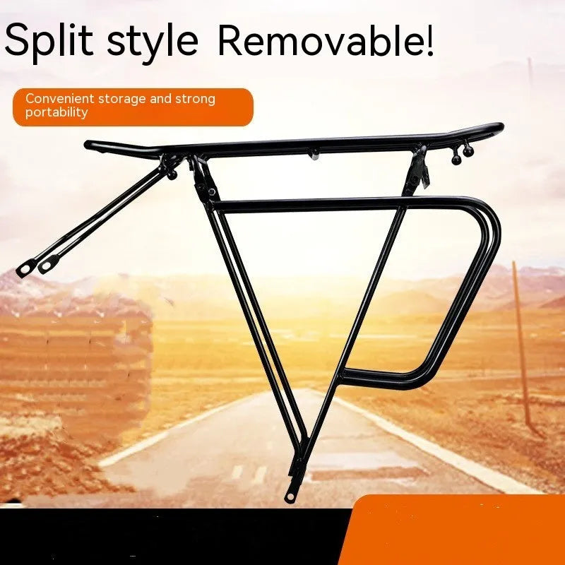 Bicycle pack shelf in steel and aluminum alloy with double-sided straight legs and screw U piece