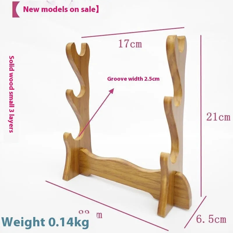 Chinese style wooden wall bracket shelf with multiple display layers