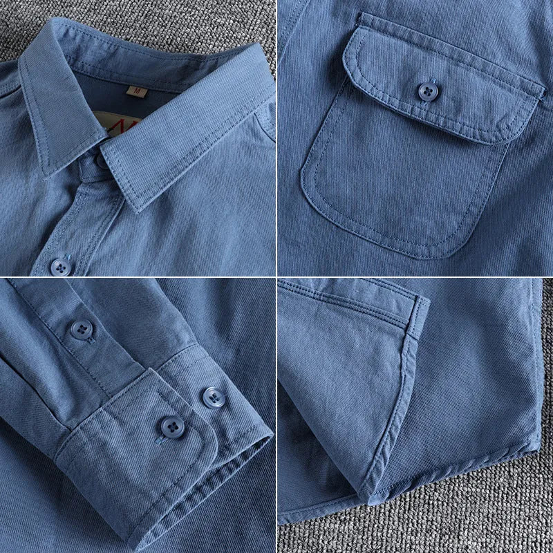 Men's cotton long sleeve cardigan shirt in solid light blue colour with regular fit