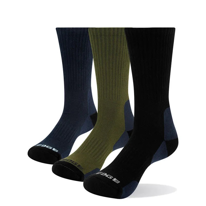 Medium tube men's basketball socks in mixed colour, combed cotton, breathable sports socks with thick cushion