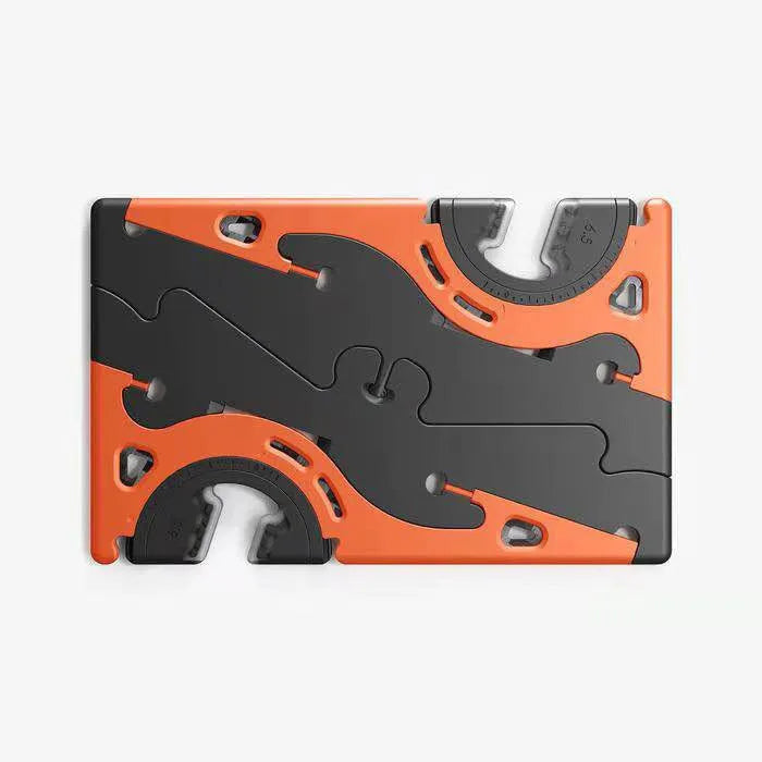 Plastic card type mobile phone holder with lazy bracket in six colour options on desktop