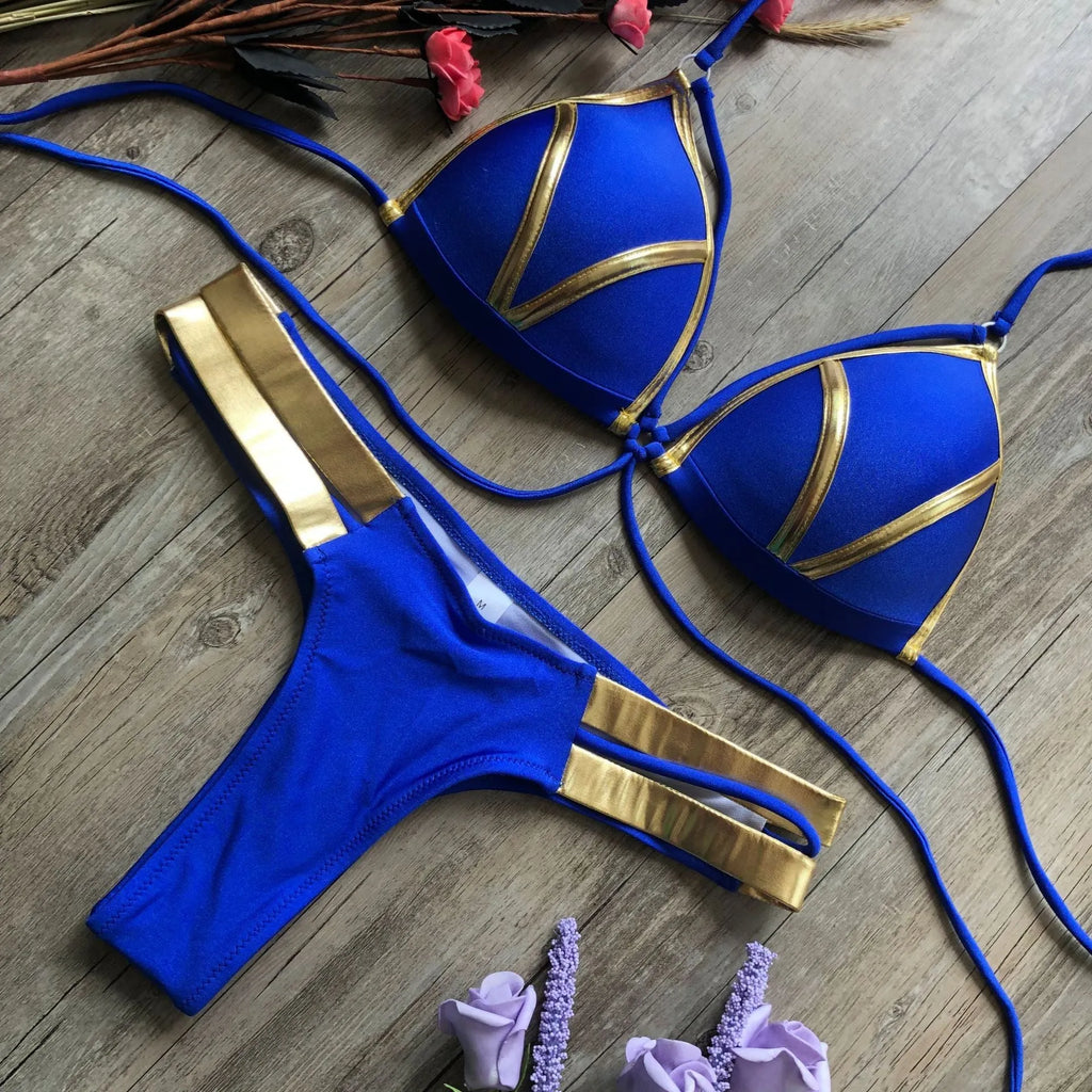 Women's bronzing bikini swimwear in multiple colours and prints for swimming.