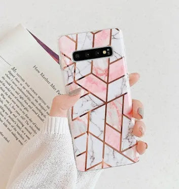 Electroplated marble pattern mobile phone case in TPU material for Huawei and Samsung smartphones