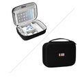 Simple modern black EVA digital storage bag for headphones and cables on a desktop