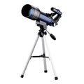 70mm refractor telescope in dark blue with finder scope and two eyepieces for moon watching