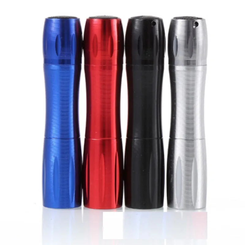 Waterproof LED flashlight with anodised aluminium alloy shell, black colour, non-slip grooved grip, and hand strap