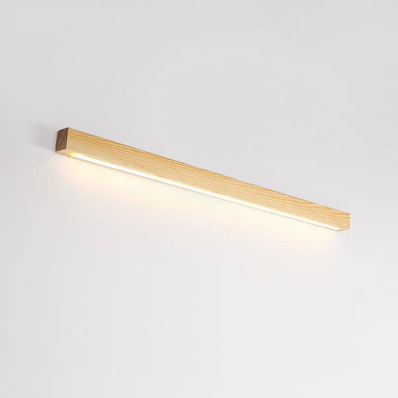 Walnut colour wood and acrylic LED strip wall lamp in modern minimalist design