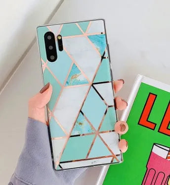 Electroplated marble pattern mobile phone case in TPU material for Huawei and Samsung smartphones