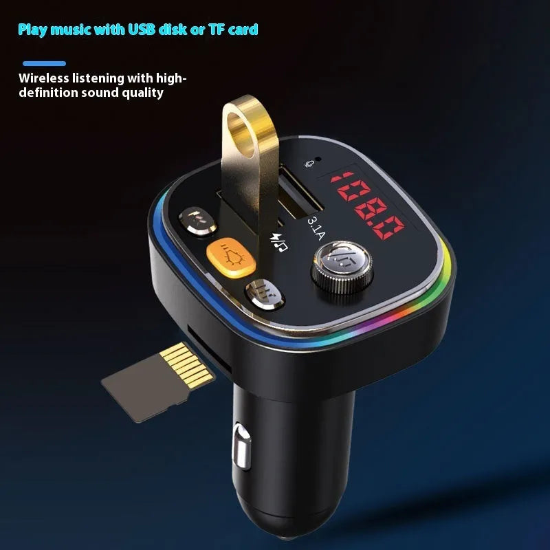 C20 black car MP3 Bluetooth player FM transmitter with digital display and RGB light