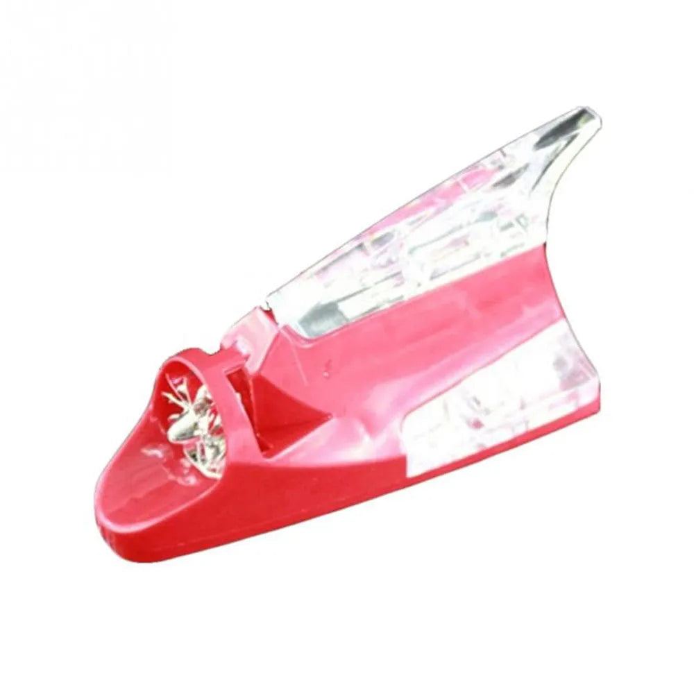 Wind-powered LED car warning light plastic body stick-on install no wiring 140x65x65mm black white red blue silver
