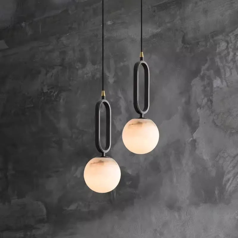 Nordic creative marble and copper wall light in black finish 15cm size for living room