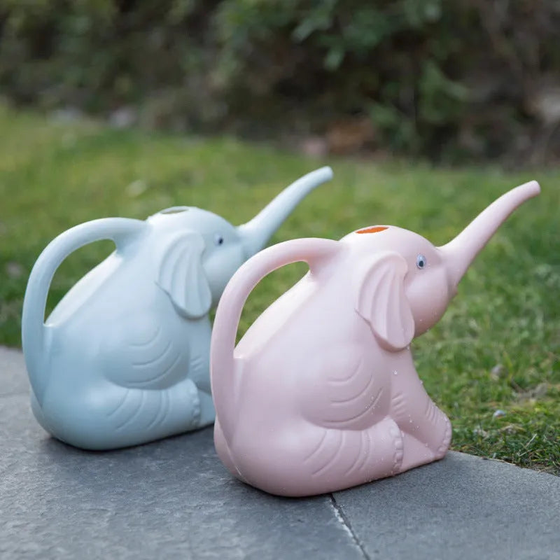 Elephant-shaped watering can for children with long nozzle in pink blue or green colours