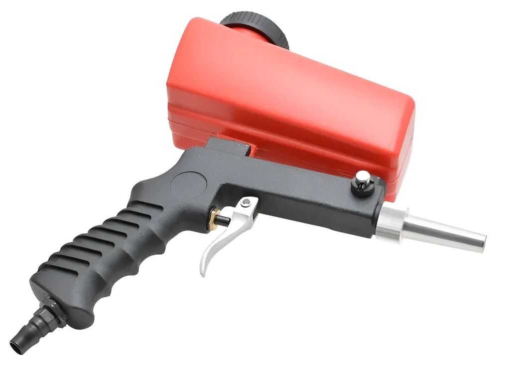 Portable pneumatic sandblasting gun with blue housing and 6.5mm nozzle
