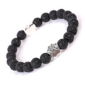 Tigereye Indian agate stone bracelet with dog paw and love heart charms on geometric beaded design