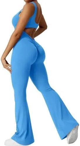 Women's sleeveless polyester yoga jumpsuit in various colours
