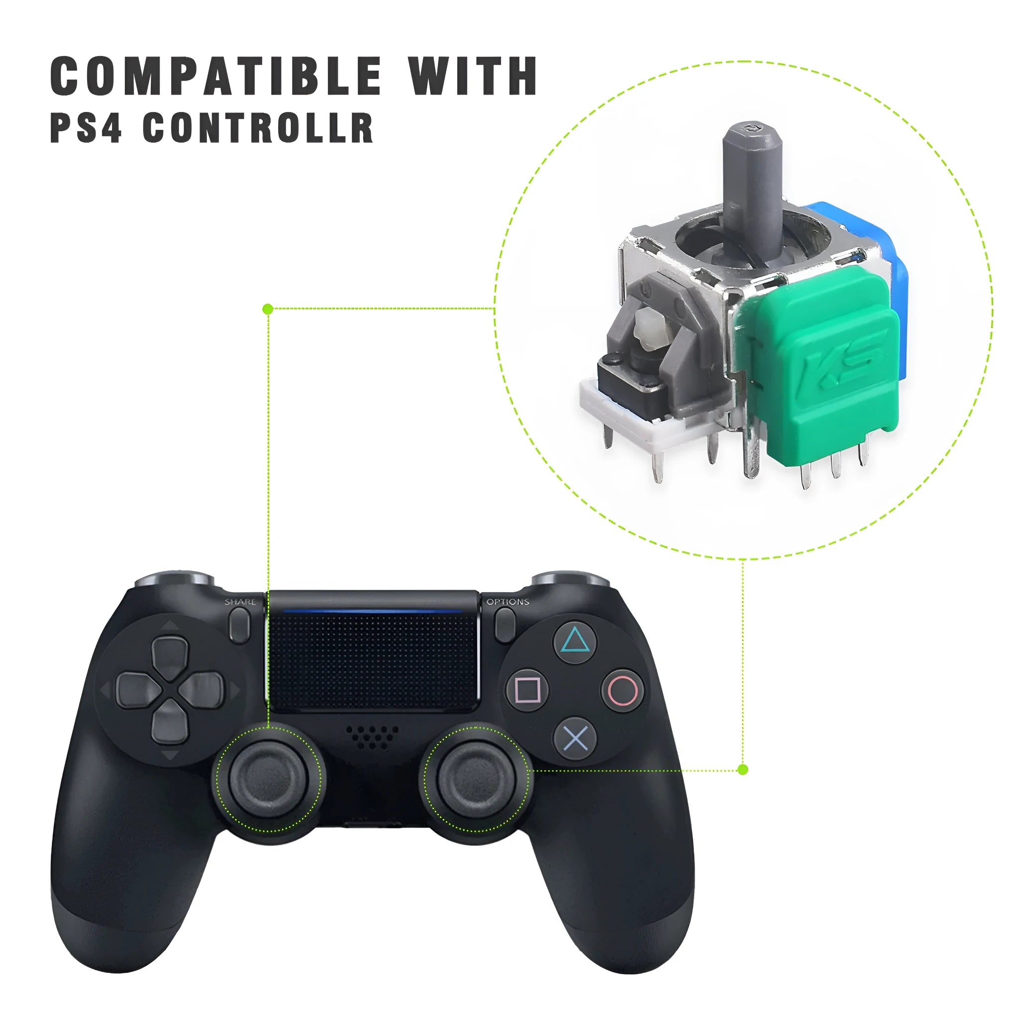 A single black hall rocker magnetic joystick component for gamepad repair.