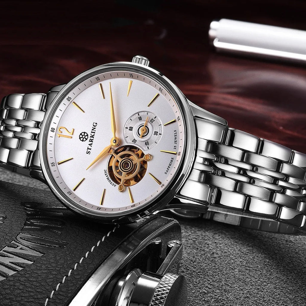 Automatic mechanical business men's watch with sapphire crystal glass and stainless steel case