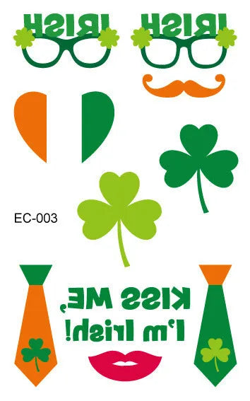 St. Patrick's Day clover tattoo sticker paper measuring 120×75mm with water transfer printing