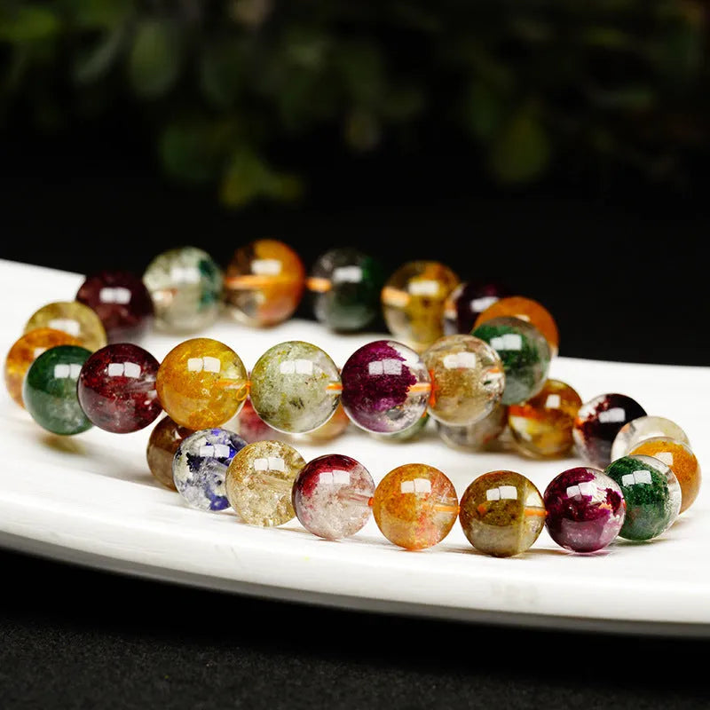 Crystal bead bracelet with colourful ghost cornucopia design and 10mm beads