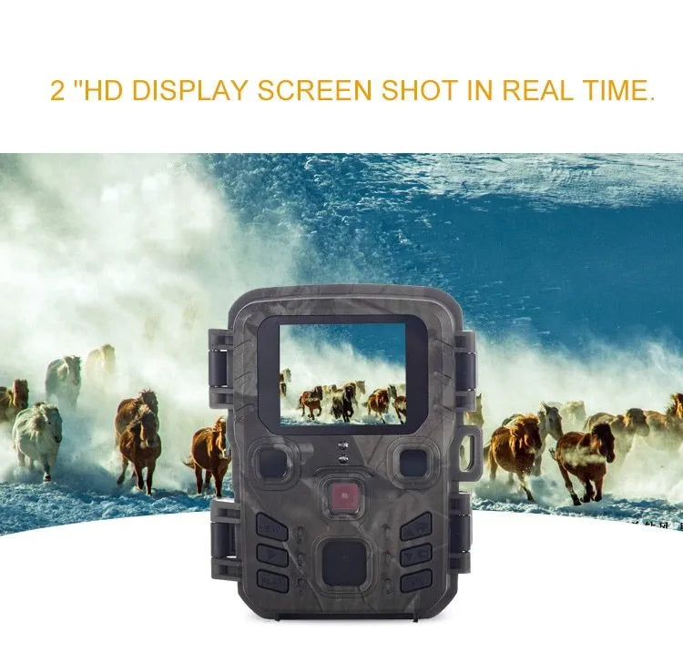 Black infrared night vision monitoring device with TF card slot and 12MP sensor