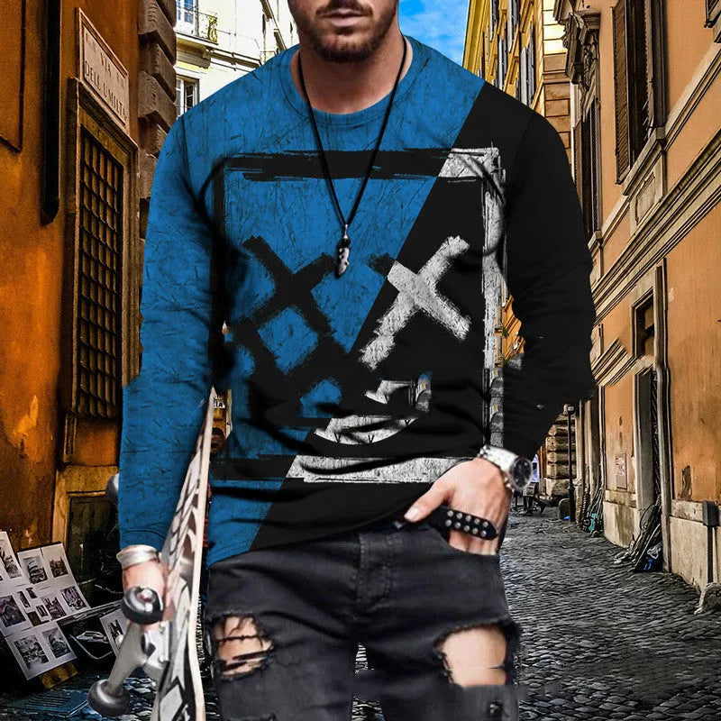 Men's colour block digital print polyester round neck t-shirt available in multiple colours and sizes XXS to 4XL