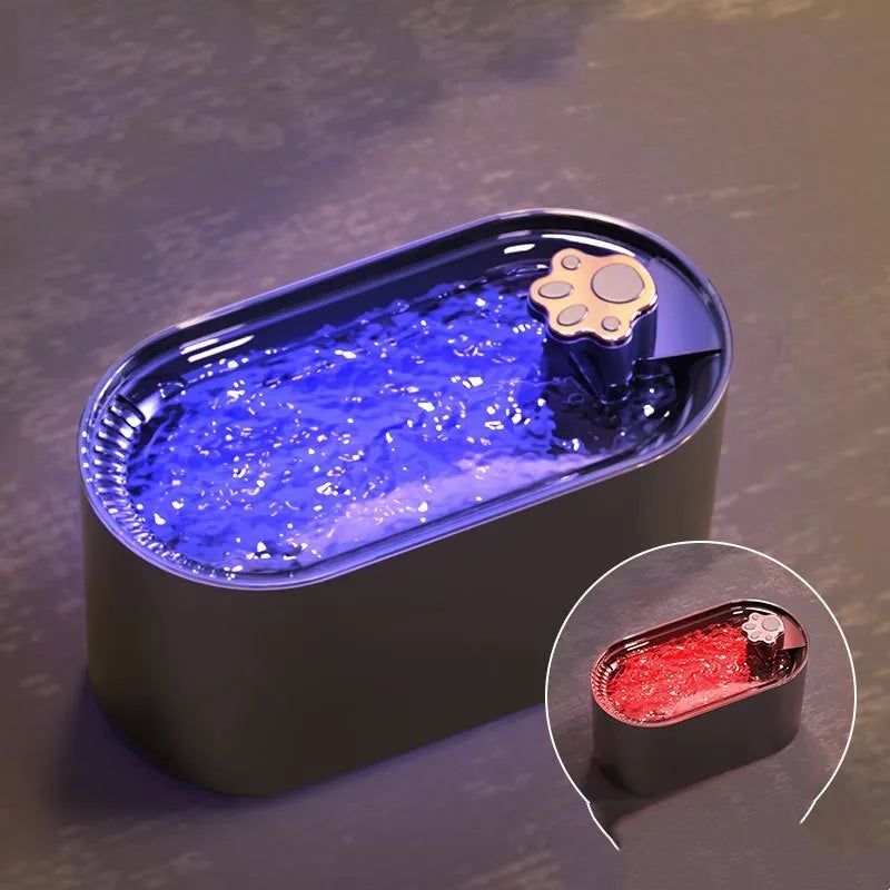 Berlin blue pet water fountain with LED light indicator and triple filter cartridge