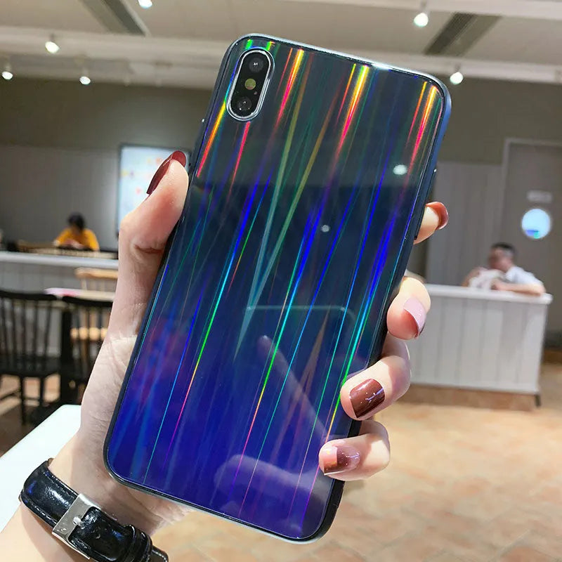 Gradient glass phone case with starry sky design back cover for Huawei models