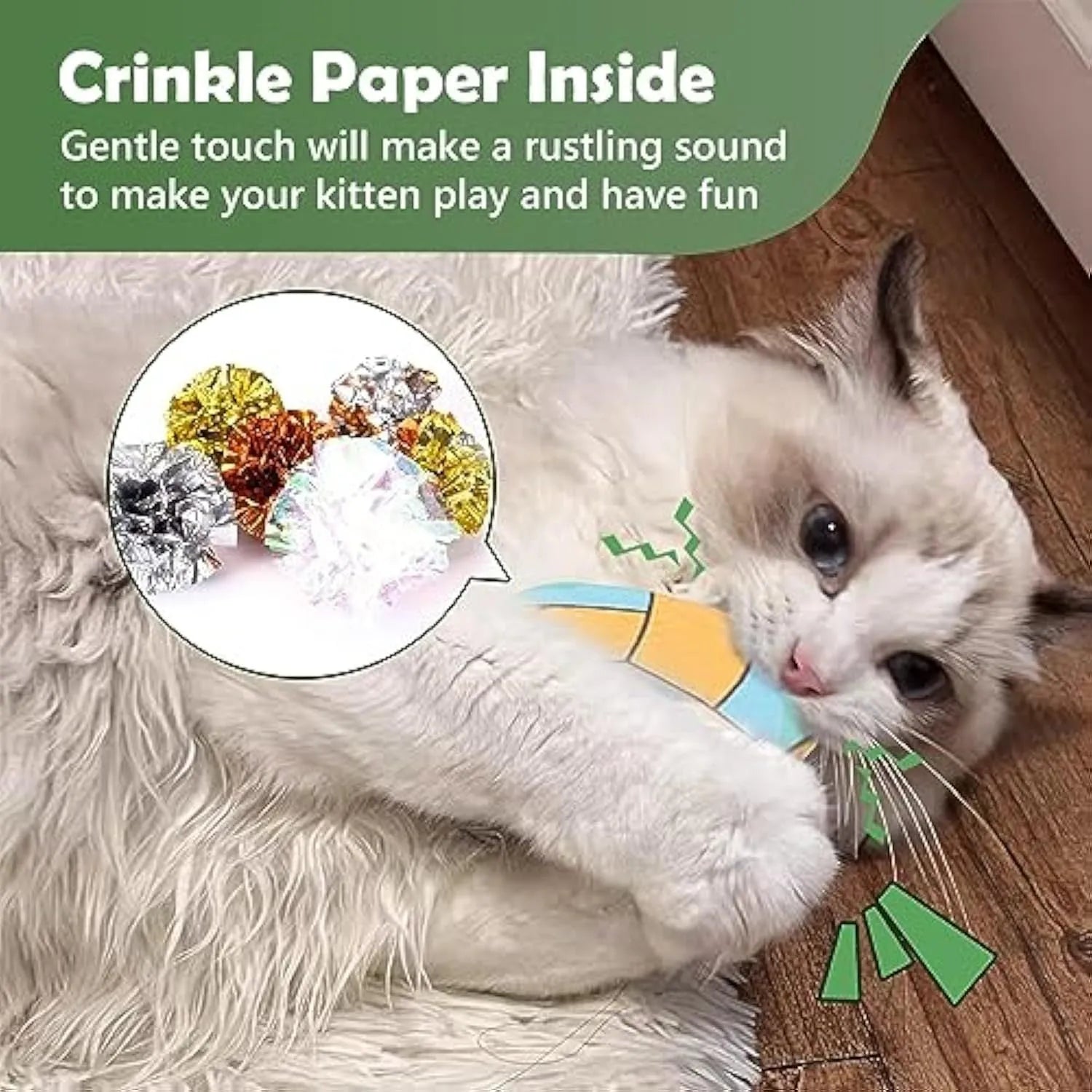 Plush flying disc cat toy with sports ball pattern, containing catnip and crinkle sound elements.