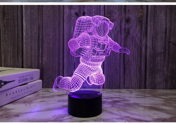 Astronaut 3D small LED night light with USB plug and touch or remote control options for bedside use