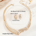 Gold alloy metal moon necklace and earrings suite for women with heart water drop bell patterns