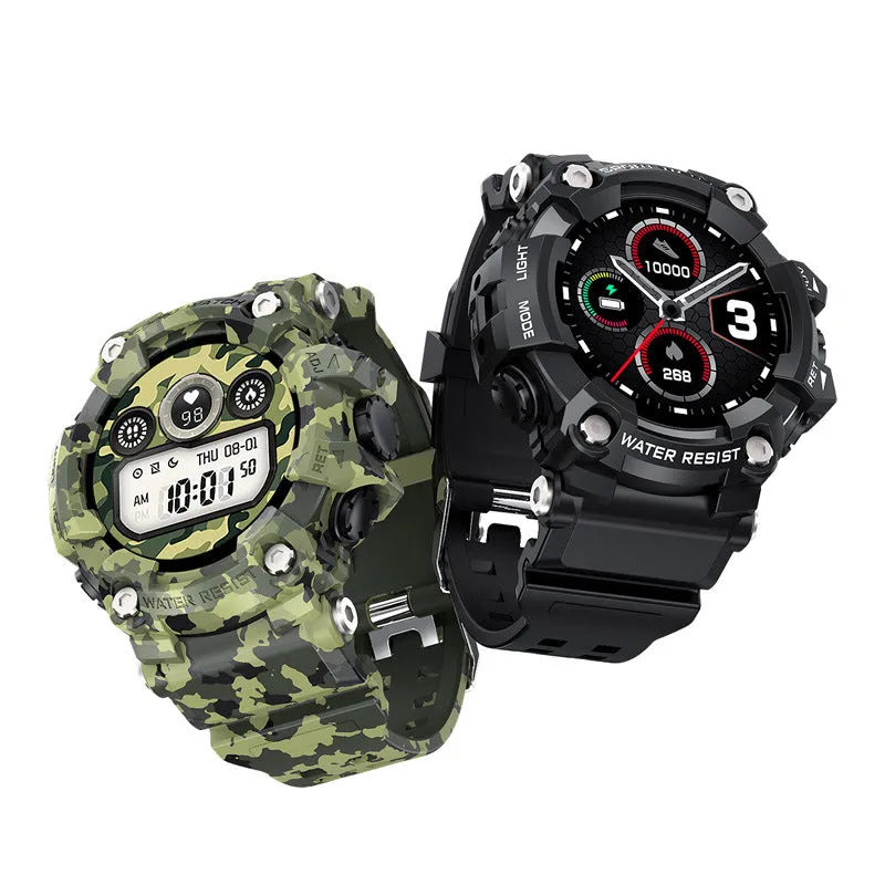 T6 tactical smart watch with 1.3-inch screen on wrist showing health monitoring display