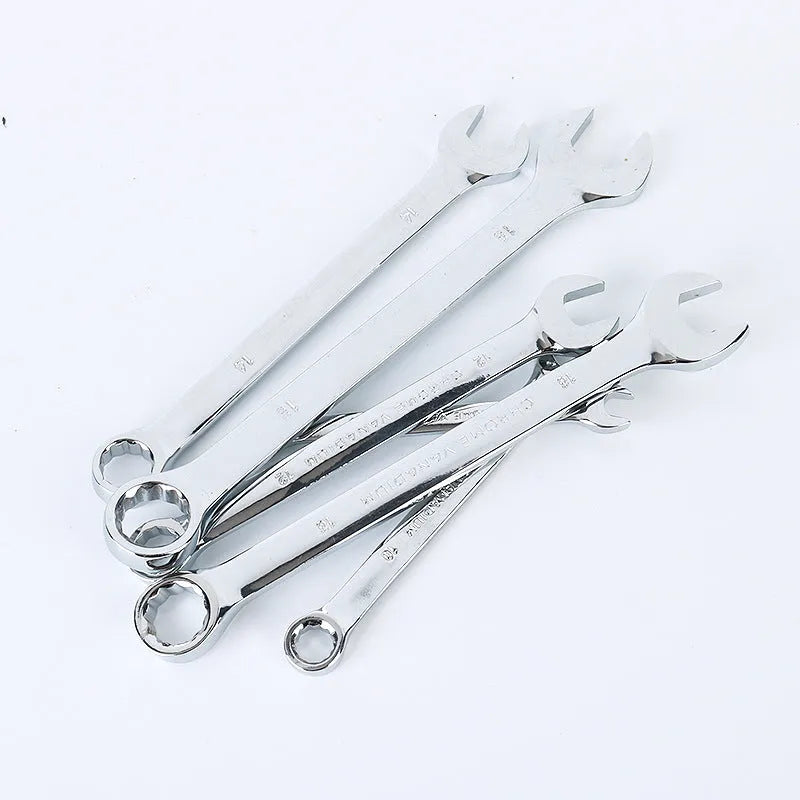 61-piece chrome vanadium steel auto repair socket and wrench set with ratchets, metric sockets, and extension rods in a storage box.