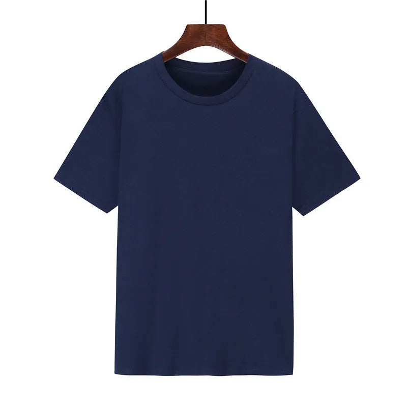 Men's loose fit cotton T-shirt in black with short sleeves and printed design