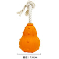 Natural rubber stuffable dog toy for small medium breeds with longer strap for fetch and tug