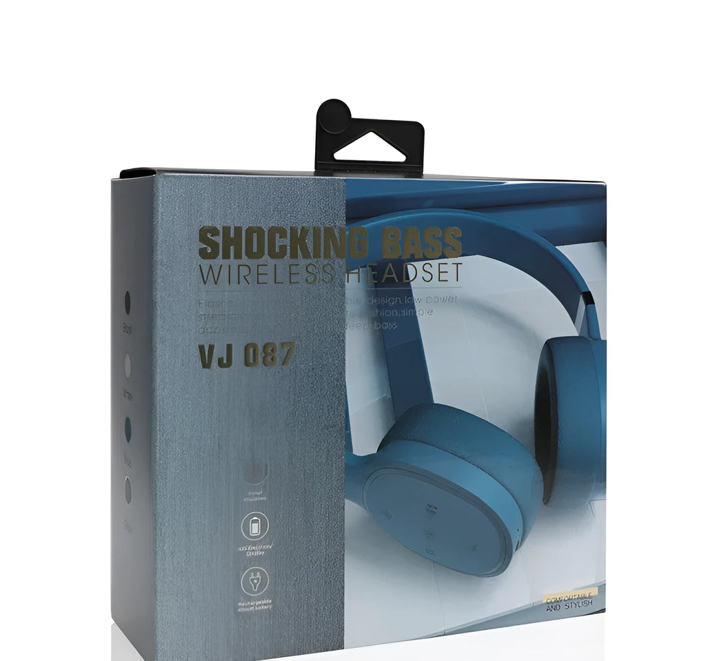 Wireless Bluetooth headset in black, blue, grey, or white with 40mm speakers.
