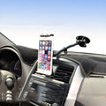 Black vehicle-mounted tablet and phone holder with long-rod suction cup for 4-12 inch devices