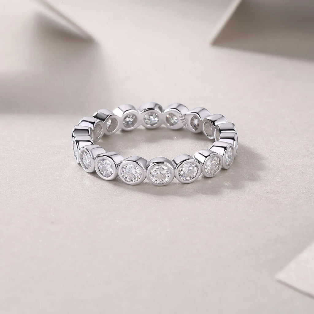 Moissanite wedding ring set in gold, platinum, and rose gold, S925 silver with platinum plating, sizes 5-9