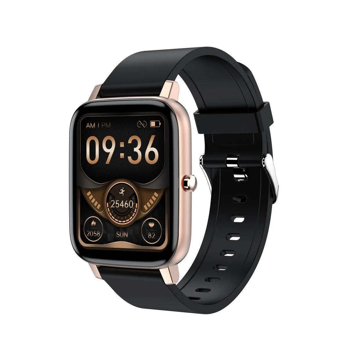 H80 black sports smart watch with silicone strap showing heart rate graph on touch screen