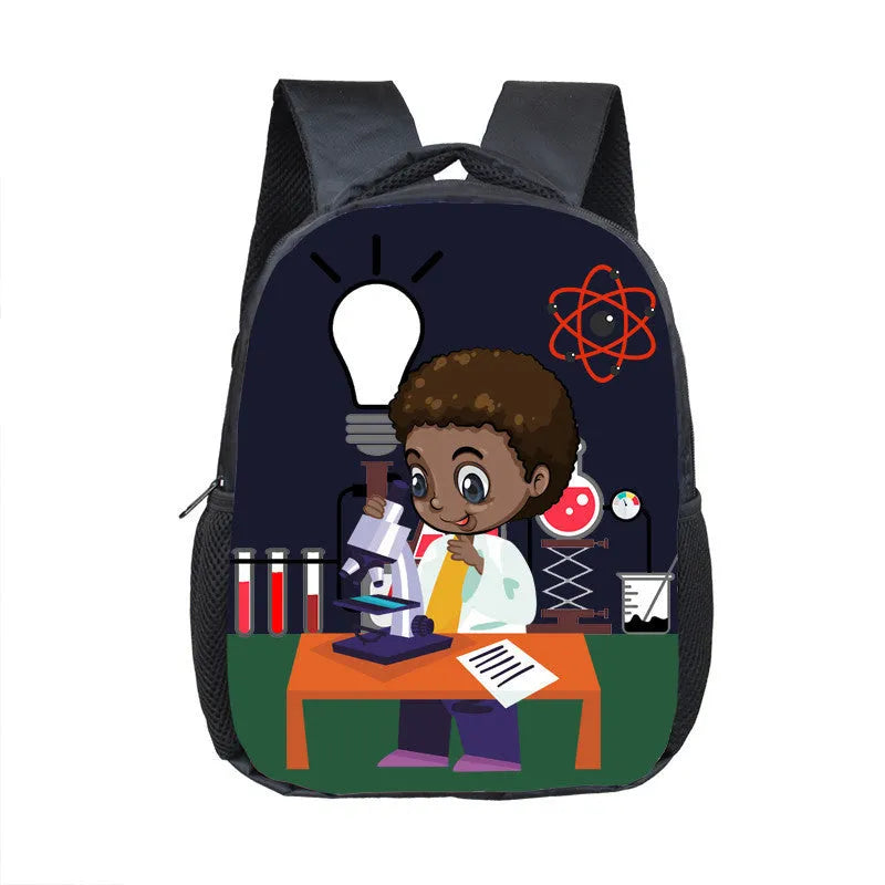 Children cartoon school bag in polyester with double straps and zipper closure, five cartoon styles available