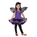Children's purple spandex Halloween dress with stretch fabric, available in sizes 100cm to 160cm