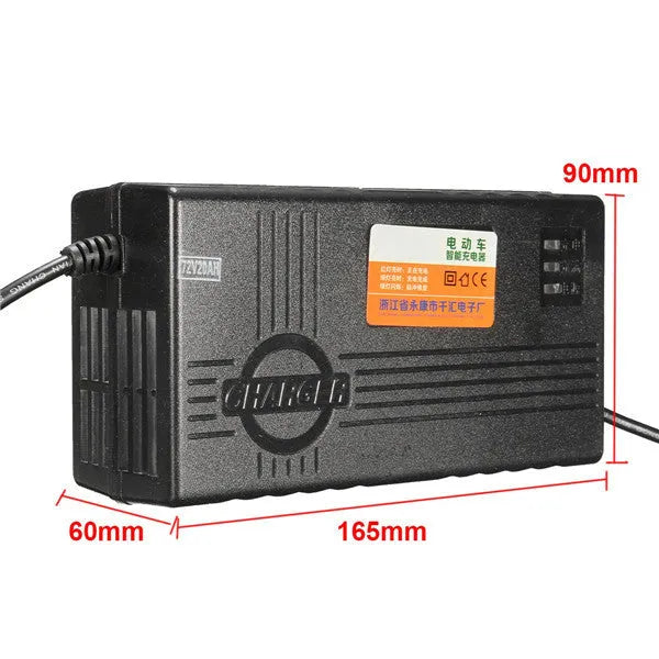 Black 72V20AH electric car charger unit for lead-acid batteries with international plugs