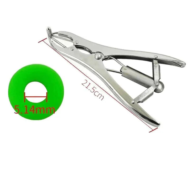 Stainless steel expansion clamp tail docking pliers with 100 sheep tail rings for bloodless docking