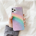 Rainbow gradient striped TPU phone case for iPhone with Japanese-Korean style design