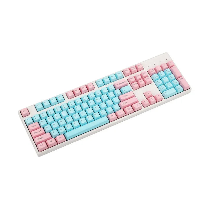 Full set of pink PBT keycaps with side-printed legends, 1.5mm thickness, for mechanical keyboards