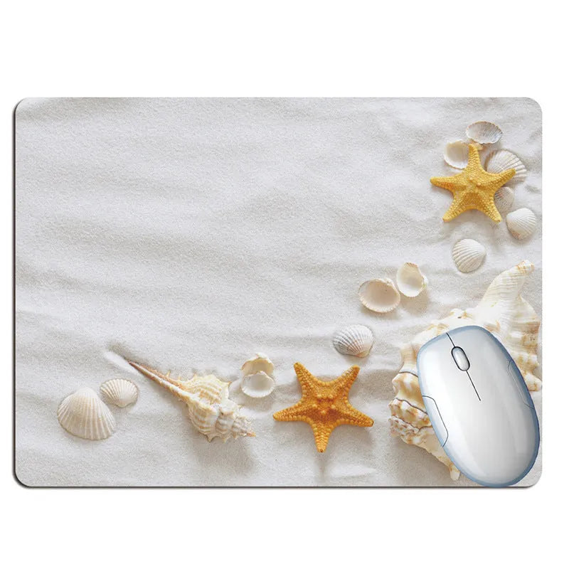 Rubber mouse pad with Wishing Bottle Summer Beach Holiday Wind design, available in 30x25cm size with non-slip base