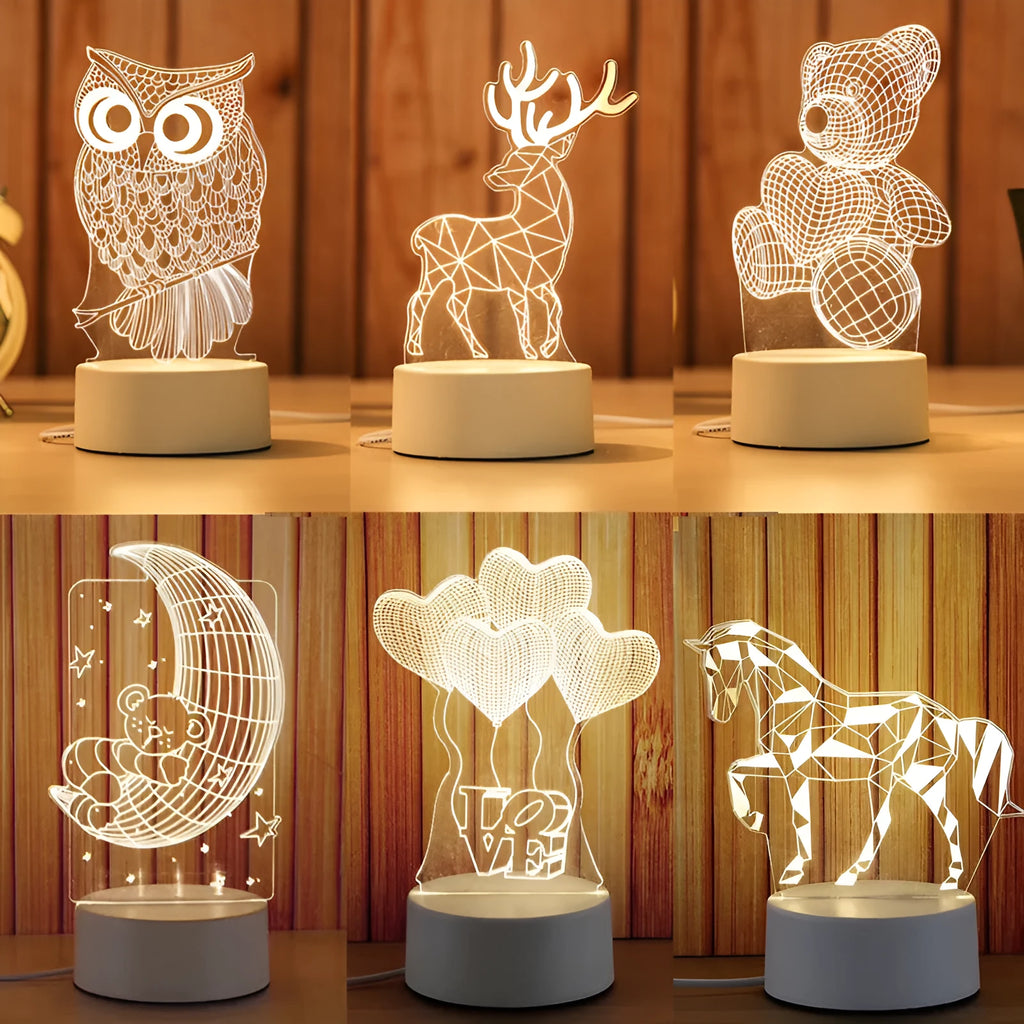USB acrylic night light 4W touch control three colour temperatures bedside decoration 20x17.5cm