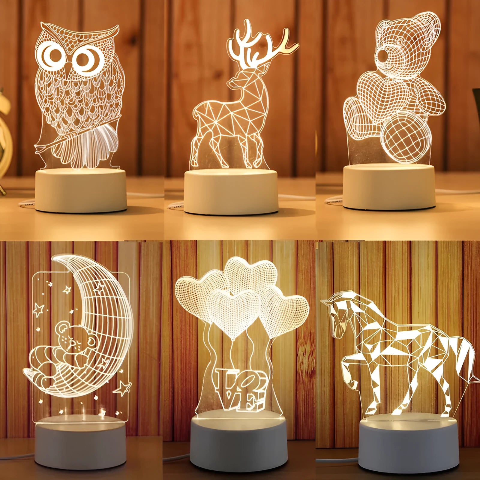 USB acrylic night light 4W touch control three colour temperatures bedside decoration 20x17.5cm